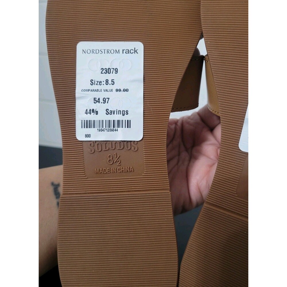 Soludos Shea Interlocking Leather Slide Tan Sandals Size 8.5 NWOB Minimalist - Picture 9 of 10